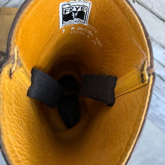 Frye Vintage 70s Campus Boots 7 Brown Distressed Leather Boho Chunky Block Heel - Picture 9 of 16